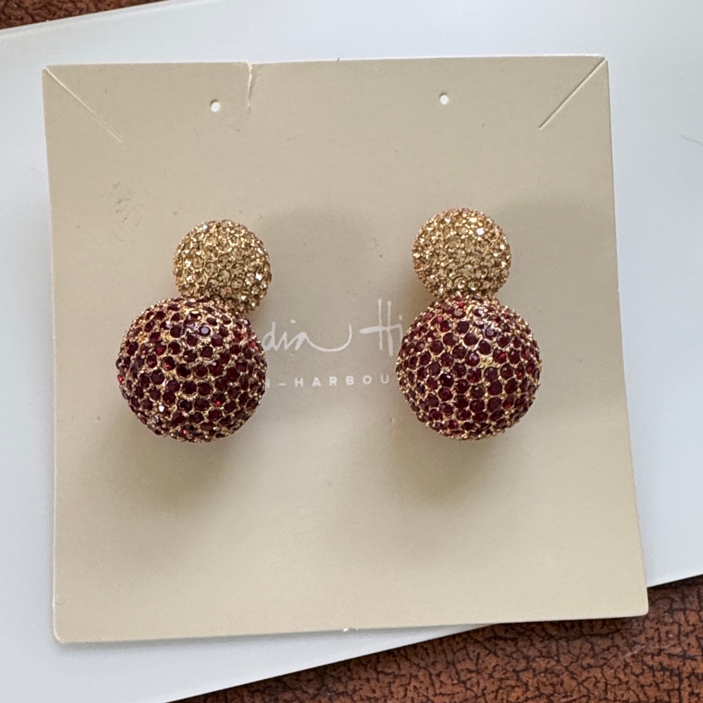 India Hicks Gold And Burgundy Beaded Earrings